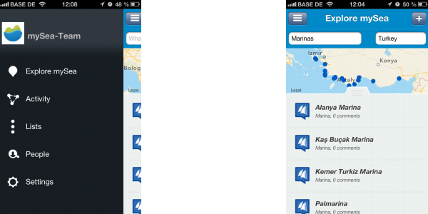 Screenshots of the app